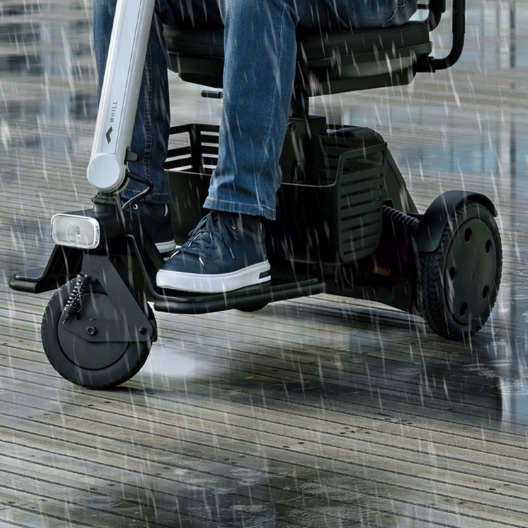 WHILL model R 3-wheel scooter is water resistent